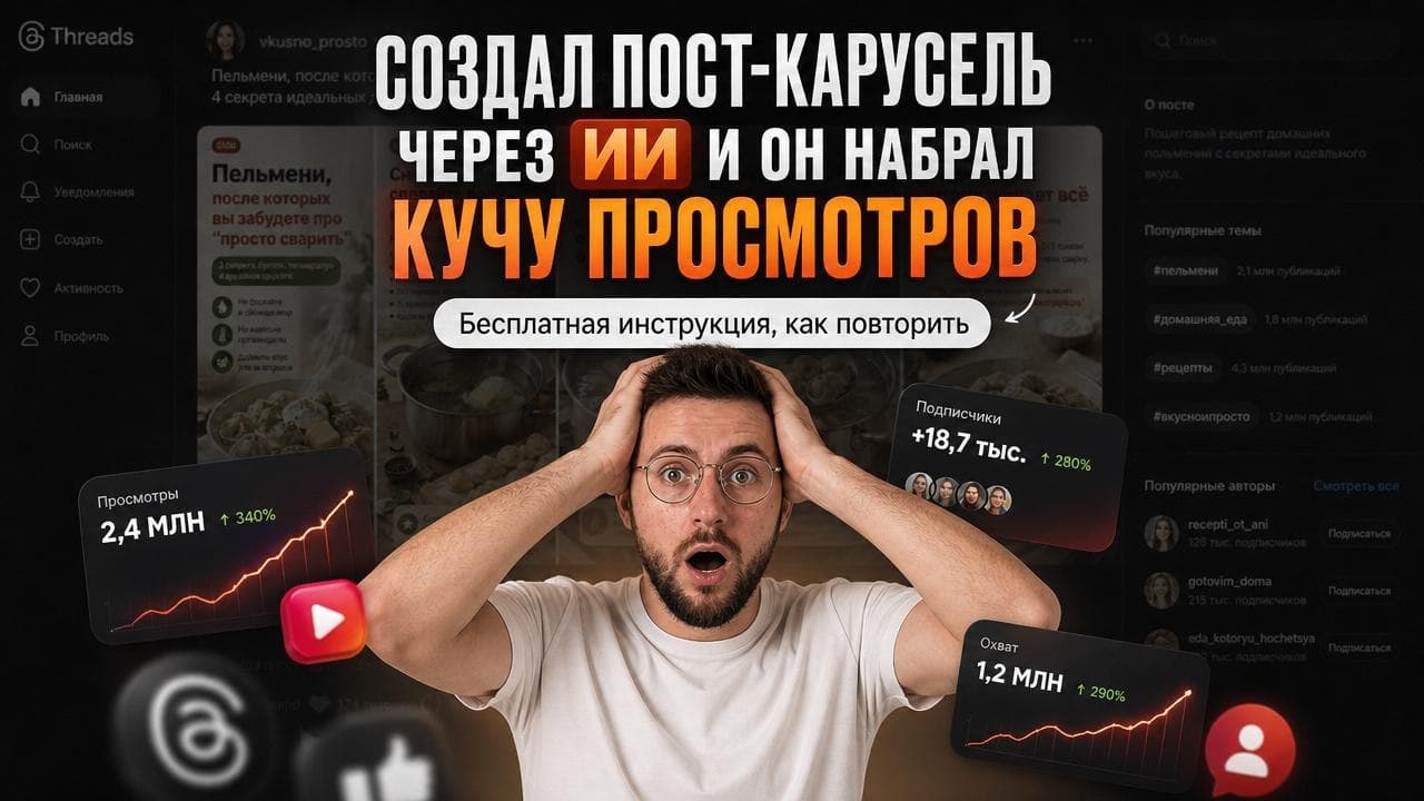 Инструкция, как сделать пост-карусель в Threads и Instagram за 3 минуты без опыта